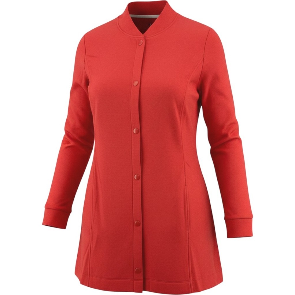 Isaac Mizrahi Live Jacket Womens L Red Snap Front Tunic Essentials Modern Bold